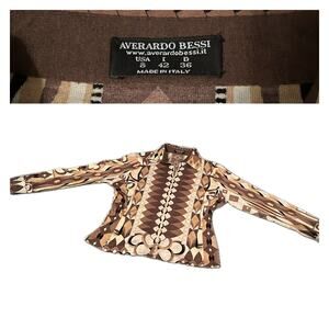 Averardo Bessi Brown Pop Art Zip Up Shirt Jacket Italy / Women’s Medium